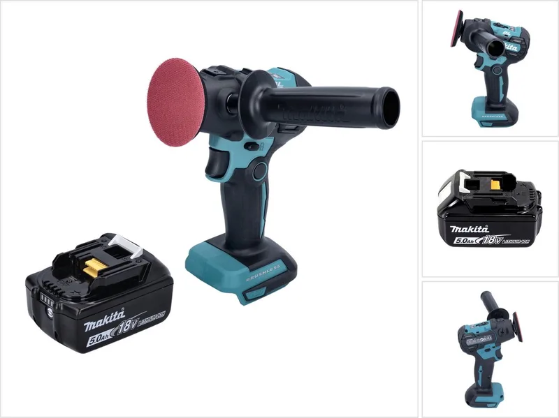 DPV 300 T1 accu-polijstmachine 18 V 50 / 80 mm borstelloos + 1x oplaadbare accu 5.0 Ah - zonder lader de Makita – image du produit