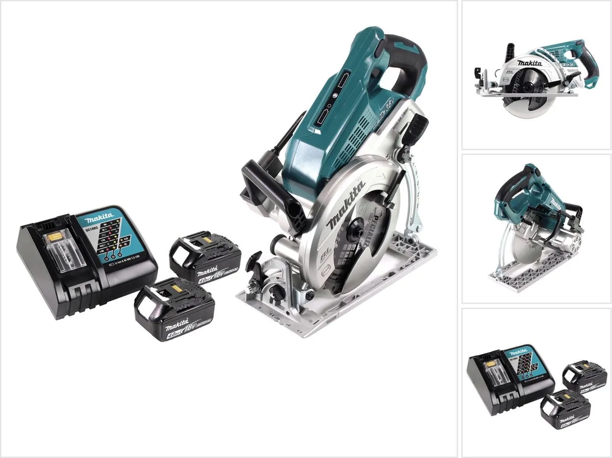 DRS 780 RM accu cirkelzaag 36V ( 2x18V ) 185 mm borstelloos + 2x accu 4,0Ah + lader de Makita – image du produit