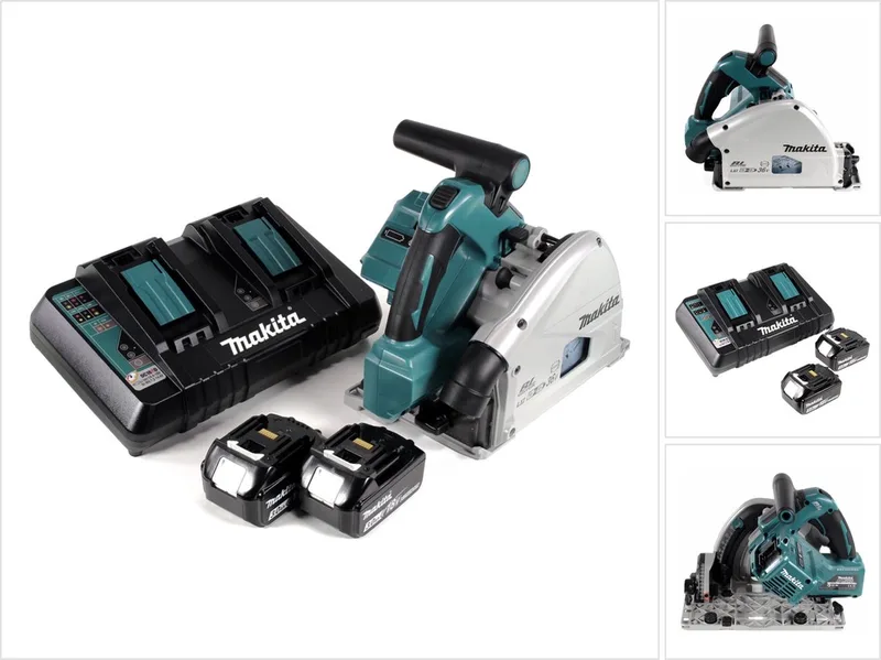DSP 600 PF accu-invalzaag 36 V (2x18 V) 165 mm borstelloos + 2x accu 3,0 Ah + dubbele lader von Makita – Produktbild