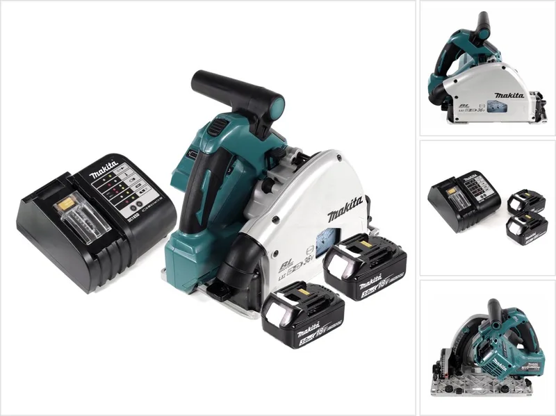DSP 600 SF accu-invalzaag 36 V (2x18 V) 165 mm borstelloos + 2x accu 3,0 Ah + oplader fra Makita – produktbillede