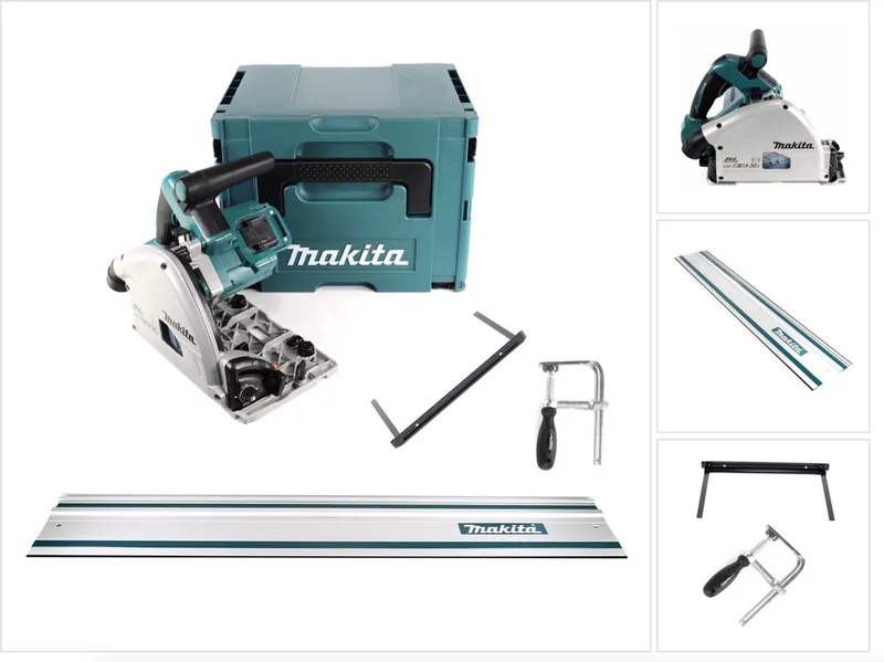 DSP 600 ZJ accu invalcirkelzaag 36V (2x 18V) borstelloos + geleiderail + schroefklemmen + afkortaanslag ( 165447-6 ) + Makpac - zonder accu, zonder oplader de Makita – image du produit