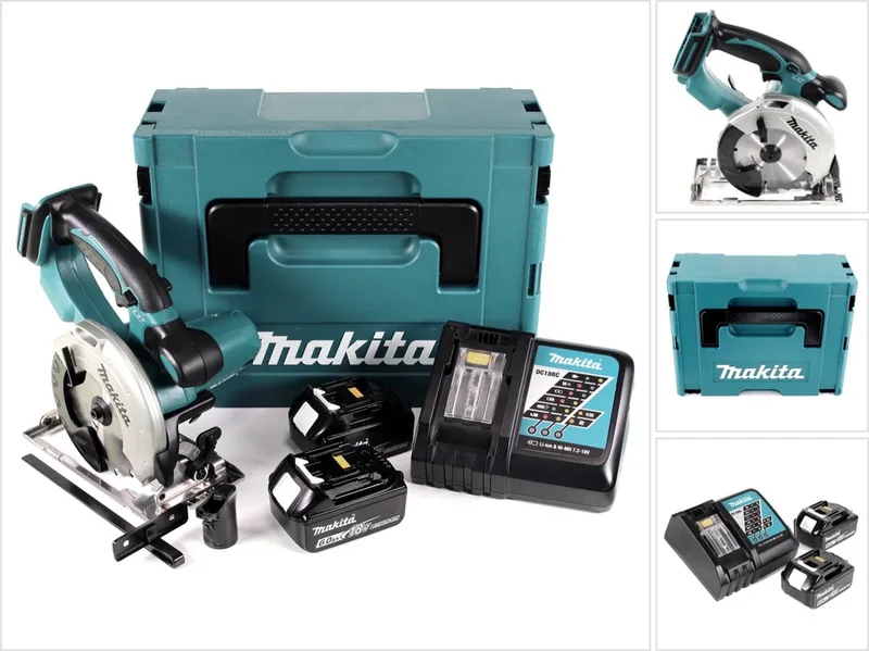 DSS 501 RGJ 18V 136 mm Li-ion accu handcirkelzaag in Makpac + 2x 6,0 Ah accu + oplader de Makita – image du produit