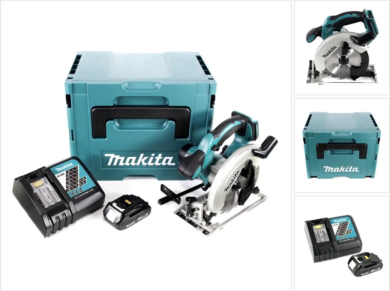 DSS 611 RY1J accucirkelzaag 18V 165 mm in Makpac + 1x 1,5Ah accu + lader von Makita – Produktbild
