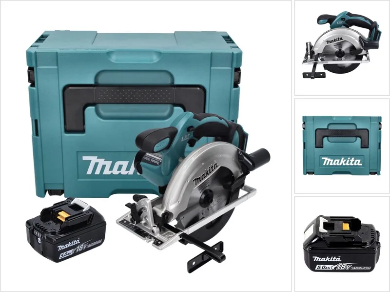 DSS 611 T1J accu-cirkelzaag 18 V 165 mm + 1x accu 5,0 Ah + Makpac - zonder oplader de Makita – image du produit