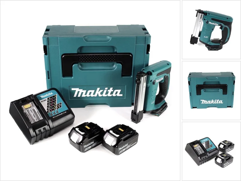 DST 221 RGJ 18 V Li-ion accu tacker in Makpac + 2x BL 1860 B 6.0 Ah Li-ion accu + DC 18 RC lader fra Makita – produktbillede