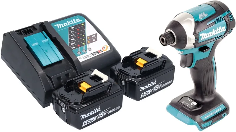 DTD 154 RG accu-slagmoersleutel 18 V 175 Nm 1/4" borstelloos + 2x accu 6,0 Ah + oplader von Makita – Produktbild
