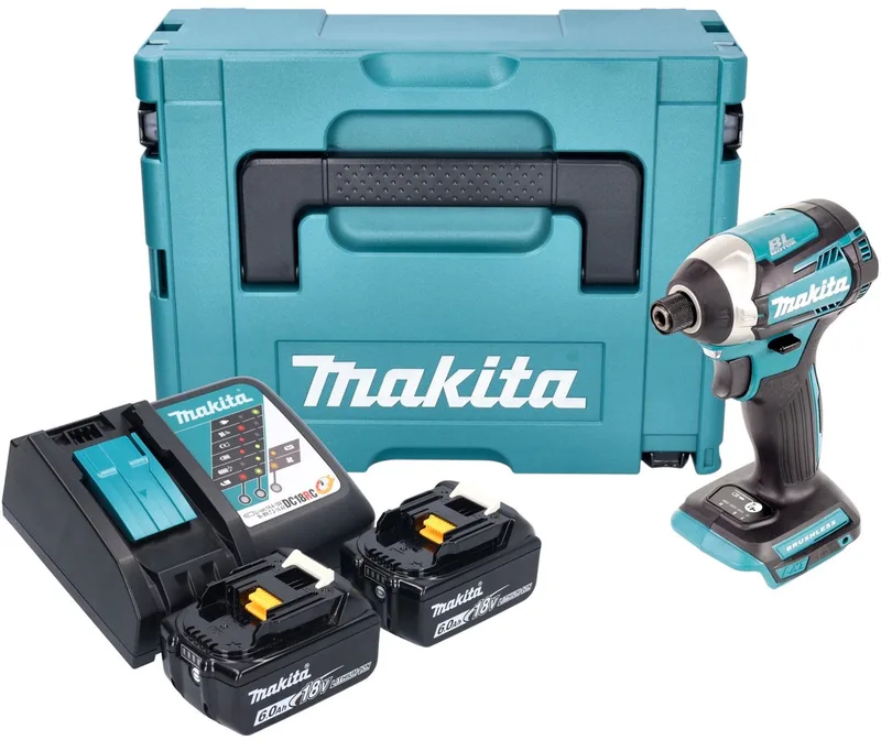 DTD 154 RGJ accu slagmoersleutel 18 V 175 Nm 1/4" borstelloos + 2x oplaadbare accu 6.0 Ah + lader + Makpac von Makita – Produktbild