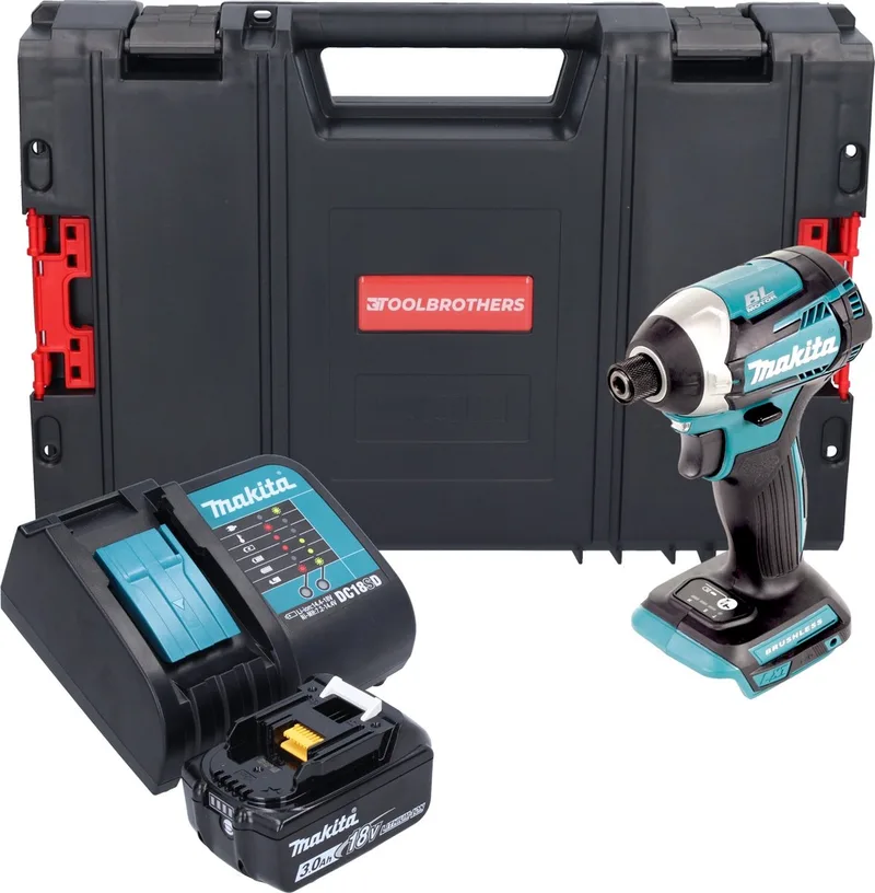 DTD 154 SF1J-R accu-slagmoersleutel 18 V 1/4" 175 Nm borstelloos + 1x accu 3,0 Ah + oplader + RHINO de Makita – image du produit
