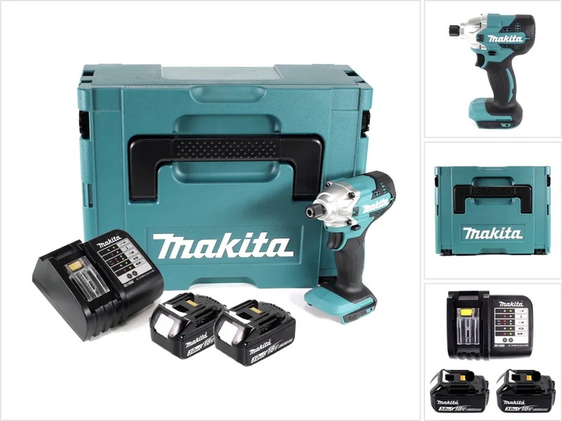 DTD 156 SF1J accu slagmoersleutel 18V 155Nm + 2x oplaadbare accu 3.0Ah + lader + Makpac de Makita – image du produit