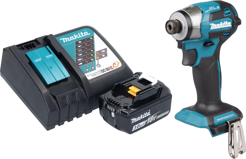 DTD 173 RF1 accu-slagmoersleutel 18 V 180 Nm 1/4" borstelloos + 1x oplaadbare accu 3,0 Ah + lader de Makita – image du produit