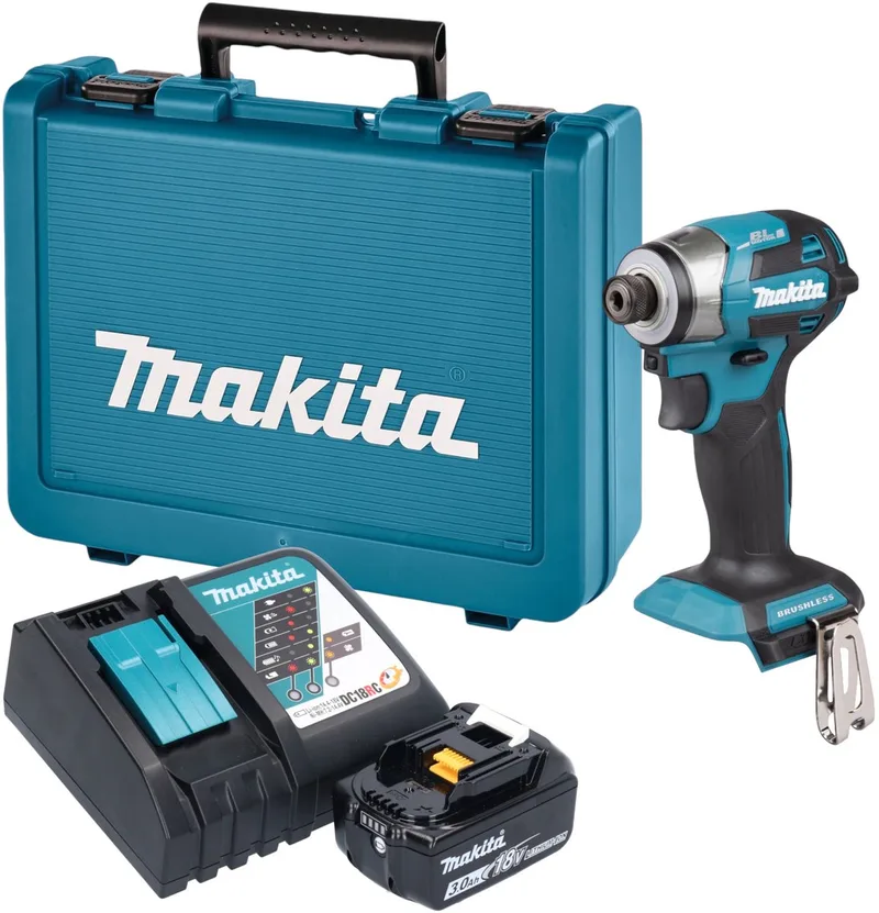 DTD 173 RF1E accu-slagmoersleutel 18 V 180 Nm 1/4" borstelloos + 1x accu 3,0 Ah + oplader + koffer de Makita – image du produit