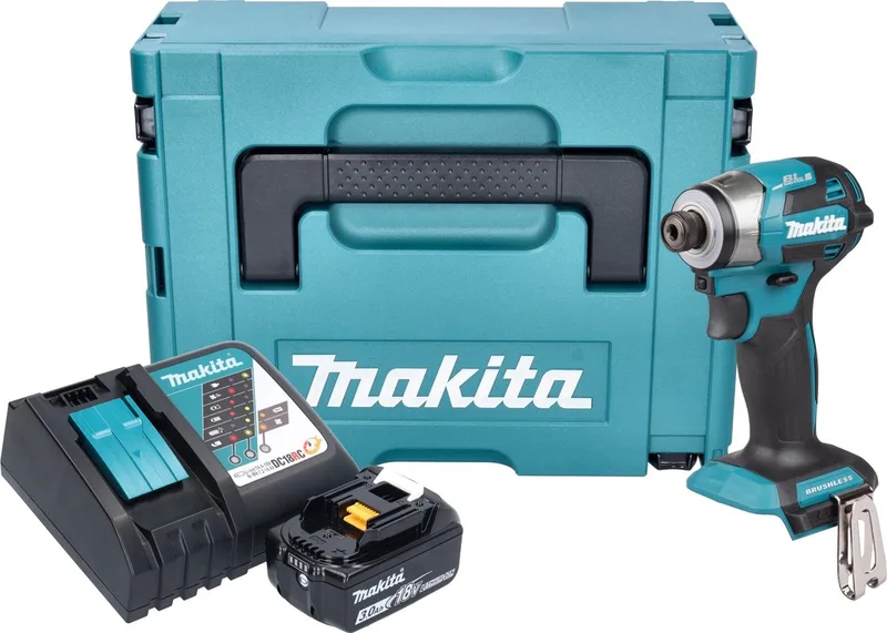 DTD 173 RF1J accu-slagmoersleutel 18 V 180 Nm 1/4" borstelloos + 1x oplaadbare accu 3,0 Ah + lader + Makpac by Makita – product image