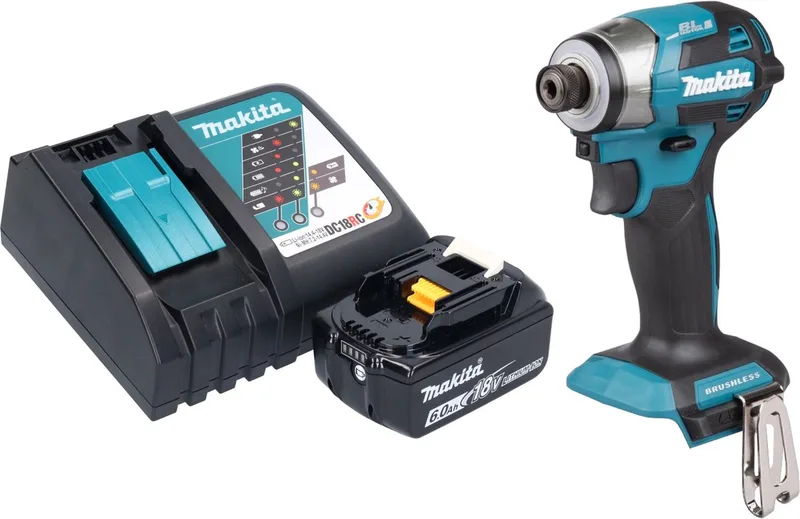 DTD 173 RG1 accu-slagmoersleutel 18 V 180 Nm 1/4" borstelloos + 1x oplaadbare accu 6,0 Ah + lader de Makita – image du produit