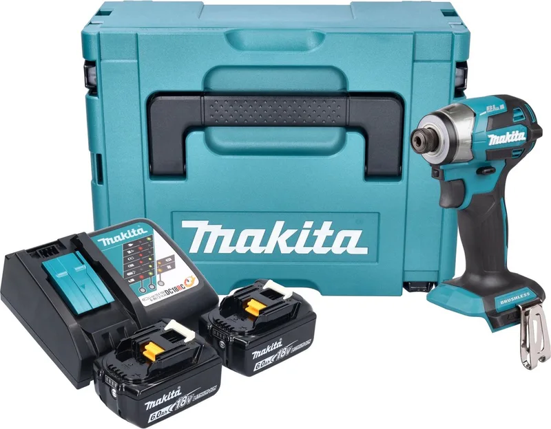 DTD 173 RGJ accu slagmoersleutel 18 V 180 Nm 1/4" borstelloos + 2x oplaadbare accu 6.0 Ah + lader + Makpac de Makita – image du produit
