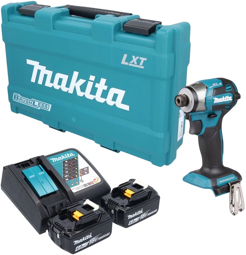 DTD 173 RGK accu-slagmoersleutel 18 V 180 Nm 1/4" borstelloos + 2x accu 6,0 Ah + oplader + koffer de Makita – image du produit