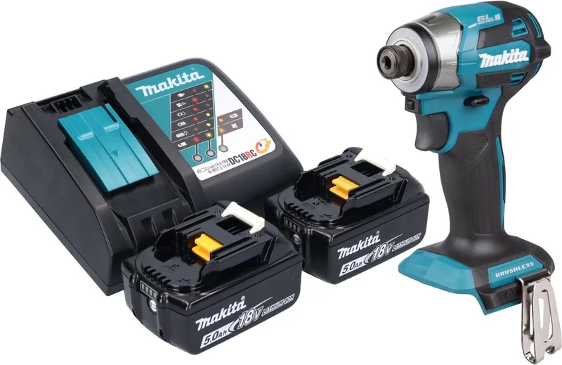 DTD 173 RT accu-slagmoersleutel 18 V 180 Nm 1/4" borstelloos + 2x oplaadbare accu 5.0 Ah + lader van Makita – productafbeelding