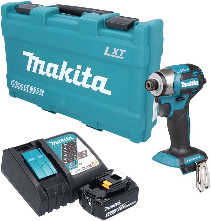 DTD 173 RT1K accu-slagmoersleutel 18 V 180 Nm 1/4" borstelloos + 1x accu 5,0 Ah + oplader + koffer van Makita – productafbeelding