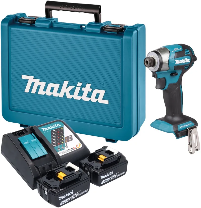 DTD 173 RTE accu-slagmoersleutel 18 V 180 Nm 1/4" borstelloos + 2x accu 5,0 Ah + oplader + koffer de Makita – image du produit