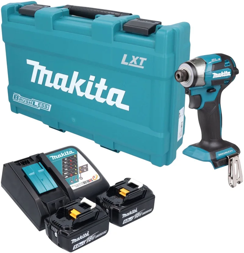DTD 173 RTK accu-slagmoersleutel 18 V 180 Nm 1/4" borstelloos + 2x accu 5,0 Ah + oplader + koffer de Makita – image du produit