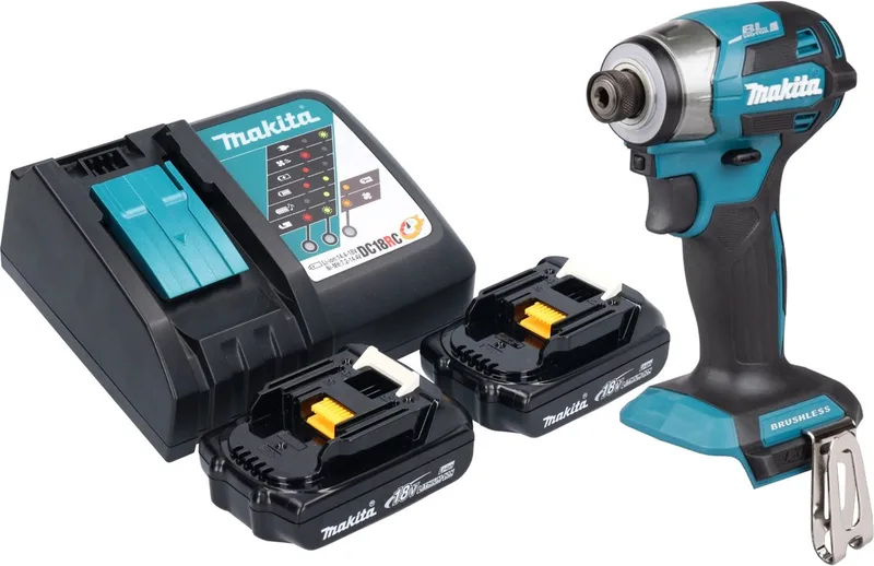 DTD 173 RY accu-slagmoersleutel 18 V 180 Nm 1/4" borstelloos + 2x oplaadbare accu 1,5 Ah + lader von Makita – Produktbild