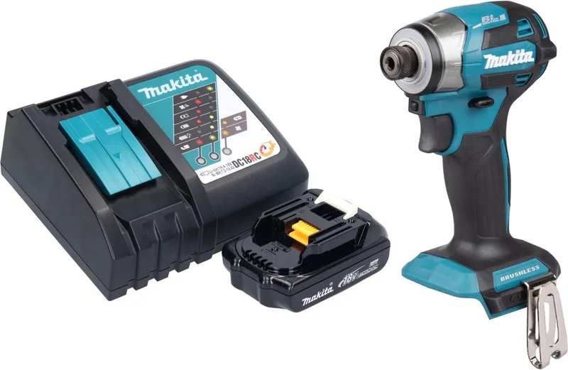 DTD 173 RY1 accu-slagmoersleutel 18 V 180 Nm 1/4" borstelloos + 1x oplaadbare accu 1,5 Ah + lader de Makita – image du produit