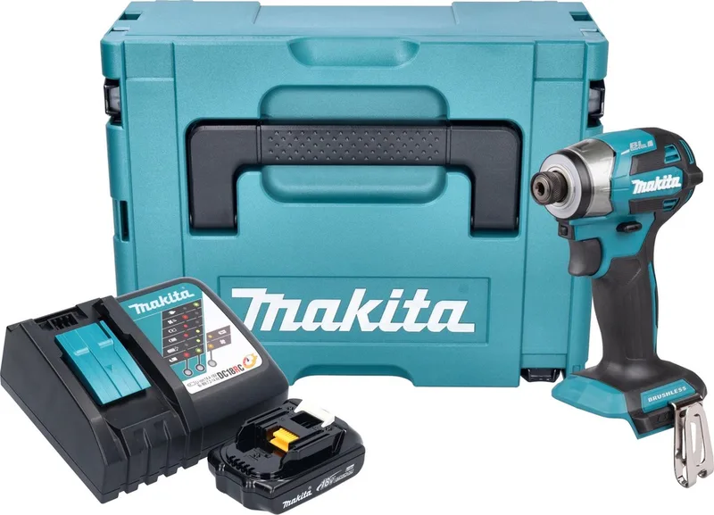 DTD 173 RY1J accu-slagmoersleutel 18 V 180 Nm 1/4" borstelloos + 1x oplaadbare accu 1,5 Ah + lader + Makpac von Makita – Produktbild