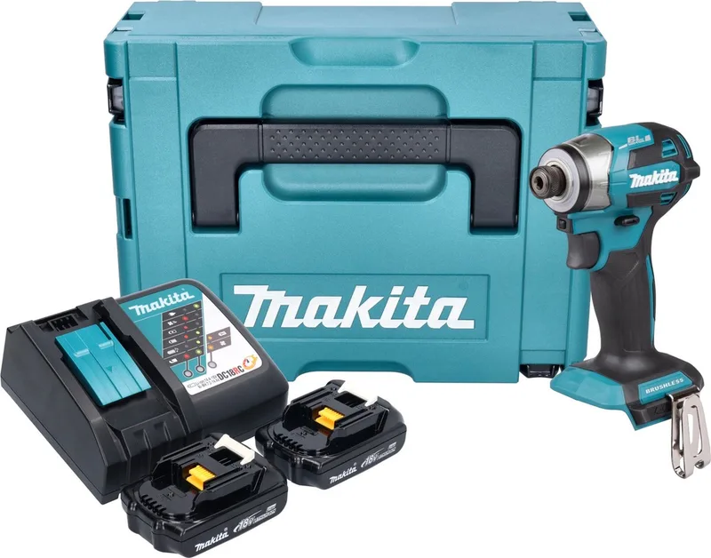 DTD 173 RYJ accu slagmoersleutel 18 V 180 Nm 1/4" borstelloos + 2x oplaadbare accu 1,5 Ah + lader + Makpac de Makita – image du produit