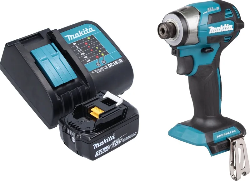 DTD 173 SF1 accu-slagmoersleutel 18 V 180 Nm 1/4" borstelloos + 1x oplaadbare accu 3,0 Ah + lader von Makita – Produktbild