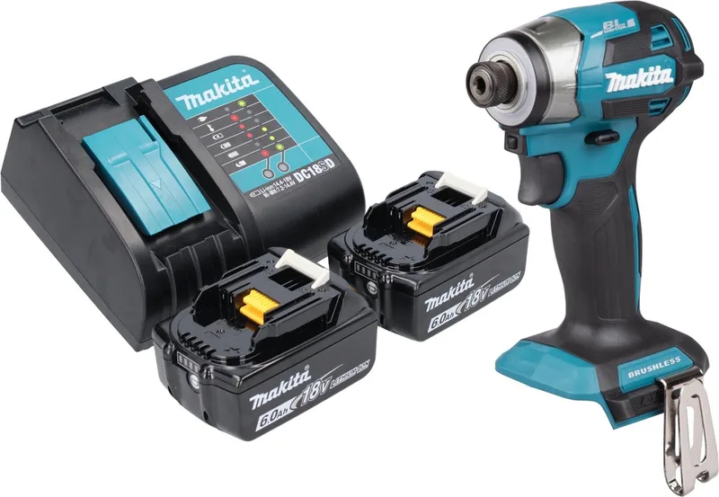 DTD 173 SG accu-slagmoersleutel 18 V 180 Nm 1/4" borstelloos + 2x oplaadbare accu 6,0 Ah + lader von Makita – Produktbild
