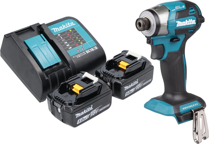 DTD 173 ST accu-slagmoersleutel 18 V 180 Nm 1/4" borstelloos + 2x oplaadbare accu 5.0 Ah + lader fra Makita – produktbillede