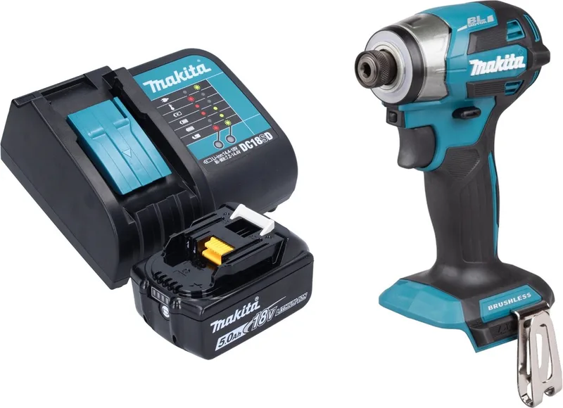 DTD 173 ST1 accu-slagmoersleutel 18 V 180 Nm 1/4" borstelloos + 1x oplaadbare accu 5,0 Ah + lader de Makita – image du produit