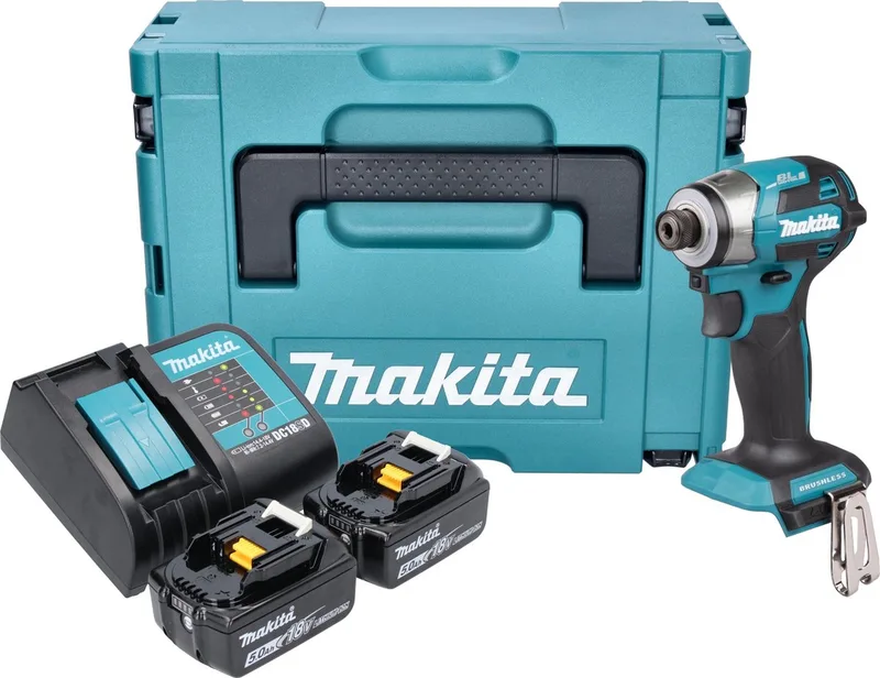 DTD 173 STJ accu slagmoersleutel 18 V 180 Nm 1/4" borstelloos + 2x oplaadbare accu 5.0 Ah + lader + Makpac de Makita – image du produit
