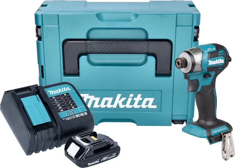 DTD 173 SY1J accu-slagmoersleutel 18 V 180 Nm 1/4" borstelloos + 1x oplaadbare accu 1,5 Ah + lader + Makpac fra Makita – produktbillede