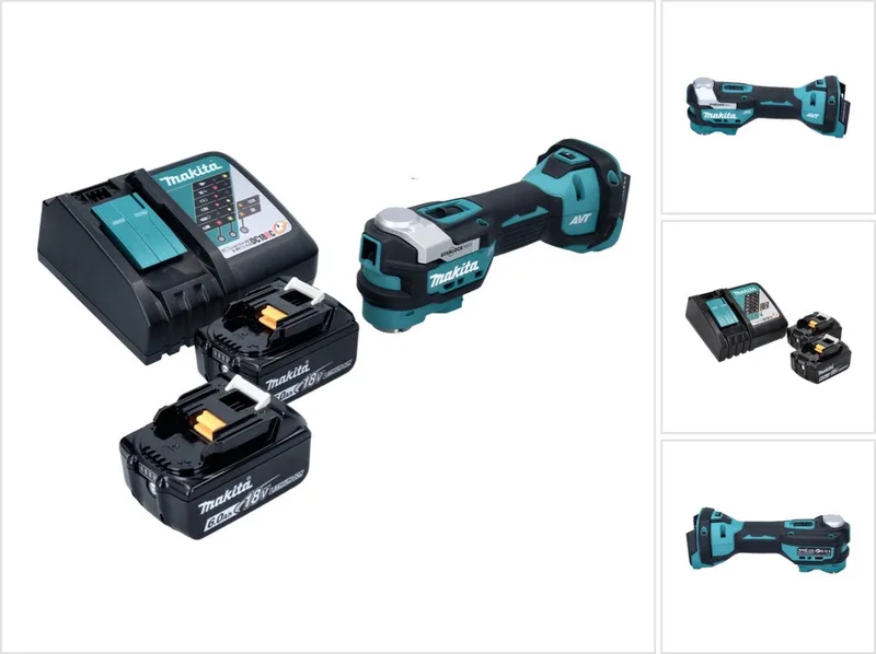 DTM 52 RG accu multifunctioneel gereedschap 18 V Starlock Max Brushless + 2x accu 6,0 Ah + oplader von Makita – Produktbild