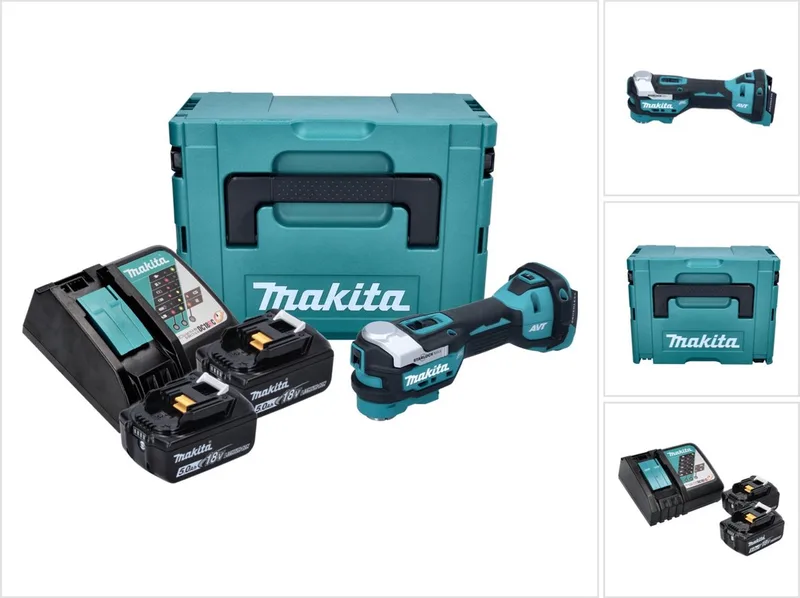 DTM 52 RTJ accu multifunctioneel gereedschap 18 V Starlock Max Brushless + 2x accu 5,0 Ah + oplader + Makpac von Makita – Produktbild