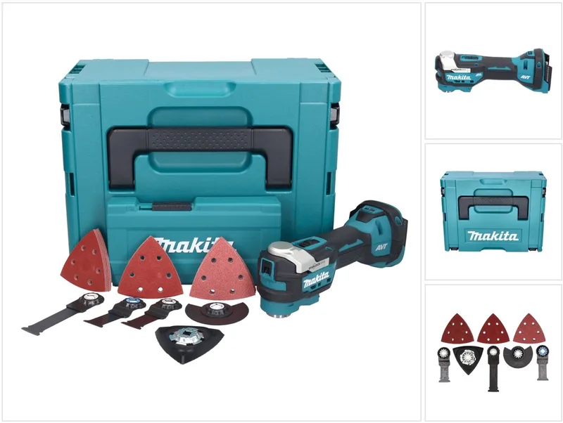 DTM52ZJX4 18V Li-Ion brushless multitool (body) zonder accu's en lader - incl. 35-delige accesoireset - in Mbox fra Makita – produktbillede