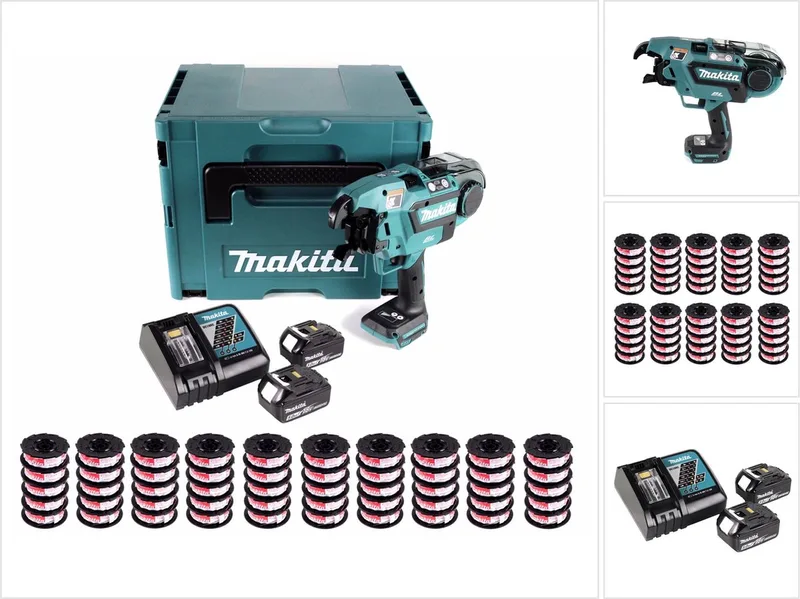 DTR 180 RTJ accu-wapeningssteker 18V borstelloos met 2x 5.0 Ah accu en lader in Makpac + 25x binddraad von Makita – Produktbild