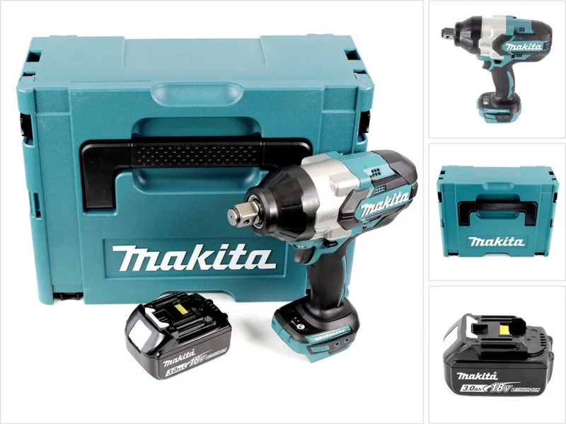 DTW 1001 F1J accu slagmoersleutel 18V 3/4" 1050Nm borstelloos + 1x oplaadbare accu 3.0Ah + Makpac - zonder oplader fra Makita – produktbillede
