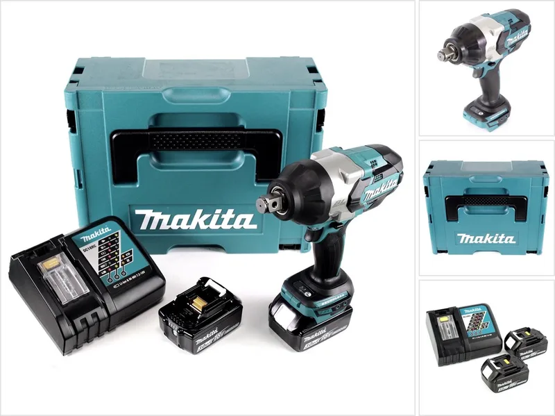 DTW 1001 RFJ accu slagmoersleutel 18V 3/4" 1050Nm borstelloos + 2x oplaadbare accu 3.0Ah + lader + Makpac von Makita – Produktbild