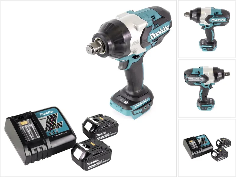 DTW 1001 RG accu slagmoersleutel 18V 3/4" 1050Nm borstelloos + 2x oplaadbare accu 6.0 Ah + lader von Makita – Produktbild