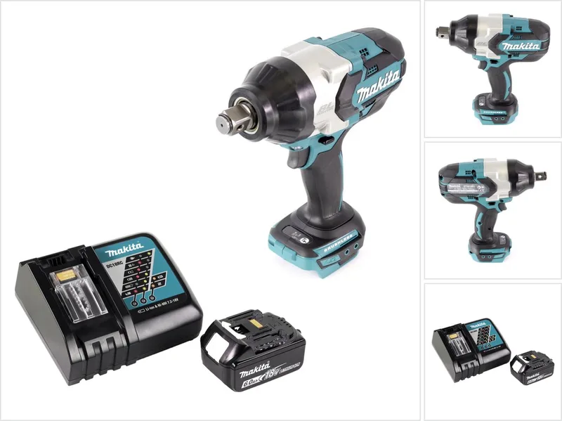 DTW 1001 RG1 accu slagmoersleutel 18V 3/4" 1050Nm borstelloos + 1x oplaadbare accu 6.0 Ah + lader från Makita – produktbild
