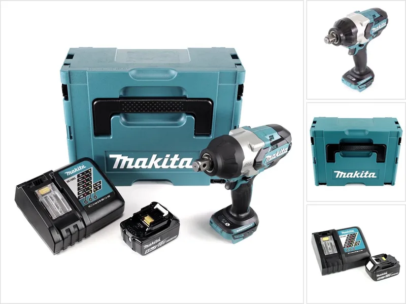 DTW 1001 RT1J accu slagmoersleutel 18V 3/4" 1050Nm borstelloos + 1x oplaadbare accu 5.0Ah + lader + Makpac de Makita – image du produit