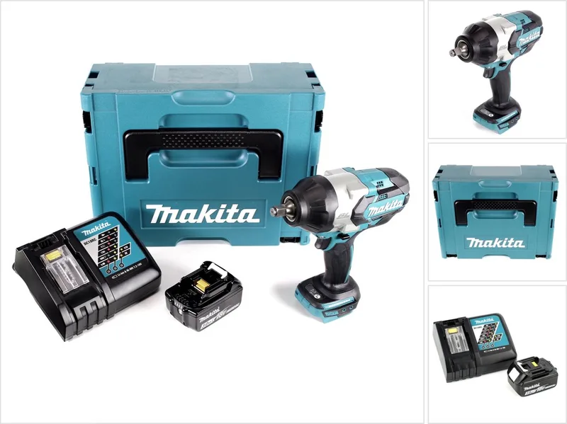 DTW 1002 RF1J accu slagmoersleutel 1/2" 18V 1000Nm borstelloos + 1x oplaadbare accu 3.0Ah + lader + Makpac van Makita – productafbeelding