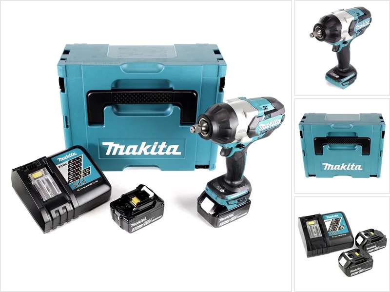 DTW 1002 RFJ accu slagmoersleutel 1/2" 18V 1000Nm borstelloos + 2x oplaadbare accu 3.0Ah + lader + Makpac van Makita – productafbeelding