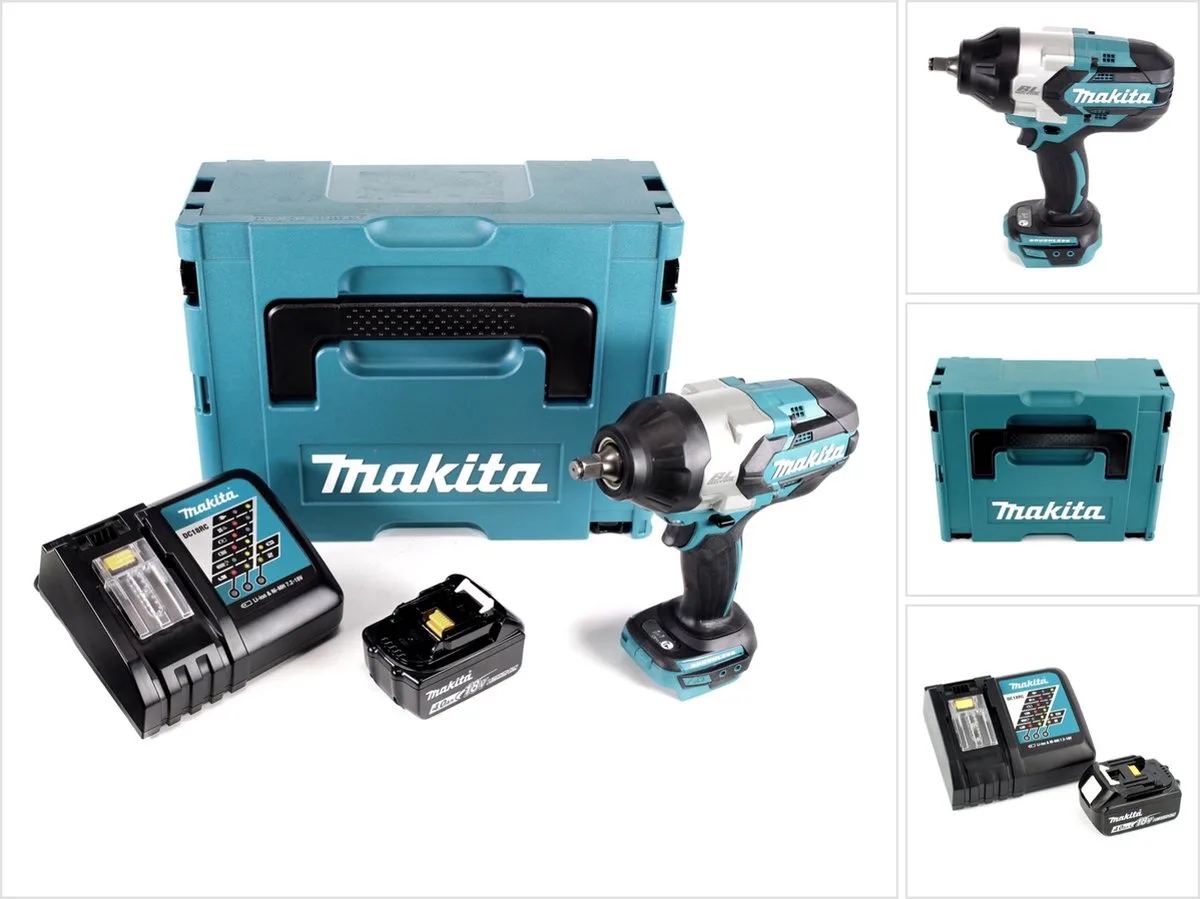 DTW 1002 RM1J accu slagmoersleutel 1/2" 18V 1000Nm borstelloos + 1x oplaadbare accu 4.0Ah + lader + Makpac de Makita – image du produit