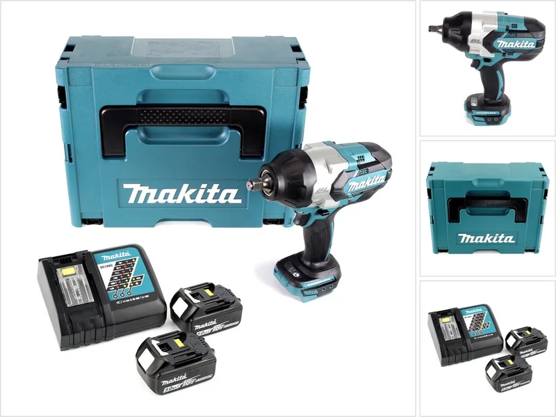 DTW 1002 RTJ accu slagmoersleutel 1/2" 18V 1000Nm borstelloos + 2x oplaadbare accu 5.0Ah + lader + Makpac de Makita – image du produit