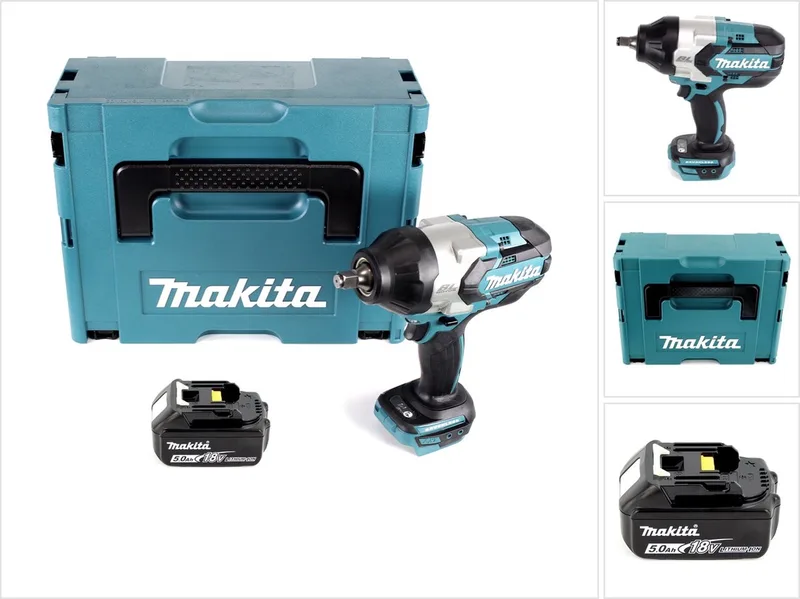 DTW 1002 T1J accu slagmoersleutel 1/2" 18V 1000Nm borstelloos + 1x oplaadbare accu 5.0Ah + Makpac - zonder oplader de Makita – image du produit