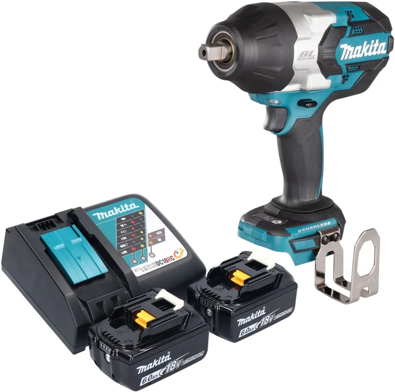 DTW 1004 RG accu slagmoersleutel 18 V 1050 Nm 1/2" borstelloos + 2x oplaadbare accu 6.0 Ah + lader de Makita – image du produit