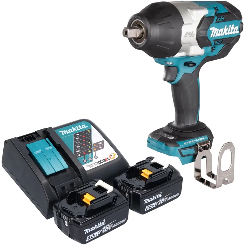 DTW 1004 RT accu slagmoersleutel 18 V 1050 Nm 1/2" borstelloos + 2x oplaadbare accu 5.0 Ah + lader från Makita – produktbild