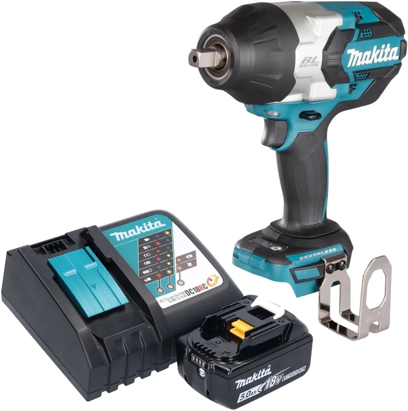 DTW 1004 RT1 accu slagmoersleutel 18 V 1050 Nm 1/2" borstelloos + 1x oplaadbare accu 5.0 Ah + lader de Makita – image du produit